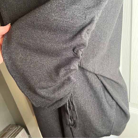 Max Studio Ruched Long Sleeve Knit Sweater Heather Charcoal M - Picture 6 of 9